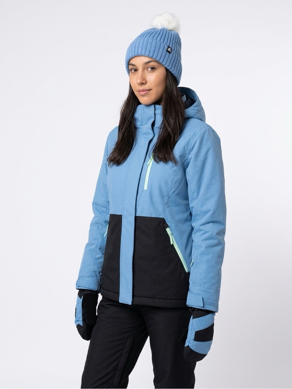 Women's Light Blue & Black Insulated Ski Jacket